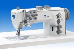 Maquina de costura triplo arrasto Durkopp Adler 867-490322 E 424/8-9, 2 agulhas, com suspensao de agulhas, motor integrado na cabeça, corte de linha, remate automatico e levantamento de calcador