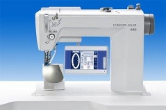 Maquina de costura Durkopp pregar mangas 650-10 E1 / OP 7000, com tampo e bancada