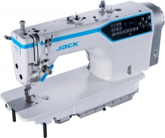 Maquina de costura ponto preso Jack A8-N, com sistema de remate limpo, com motor servo, tampo e bancada