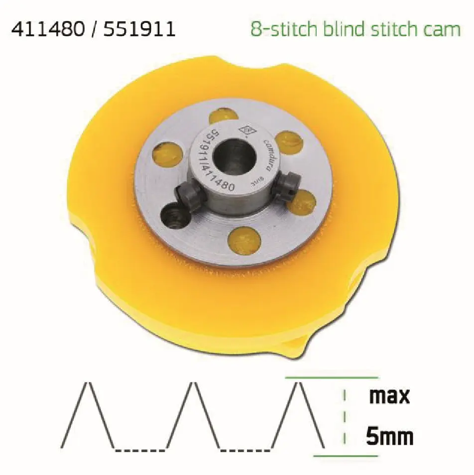 Cam de zigzag ponto invisivel 8 pontos 5mm Singer 457 EverPeak