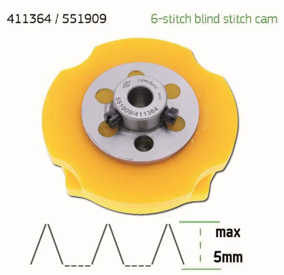 Cam de zigzag de ponto invisivel 6 pontos - 5mm Singer 457 EverPeak