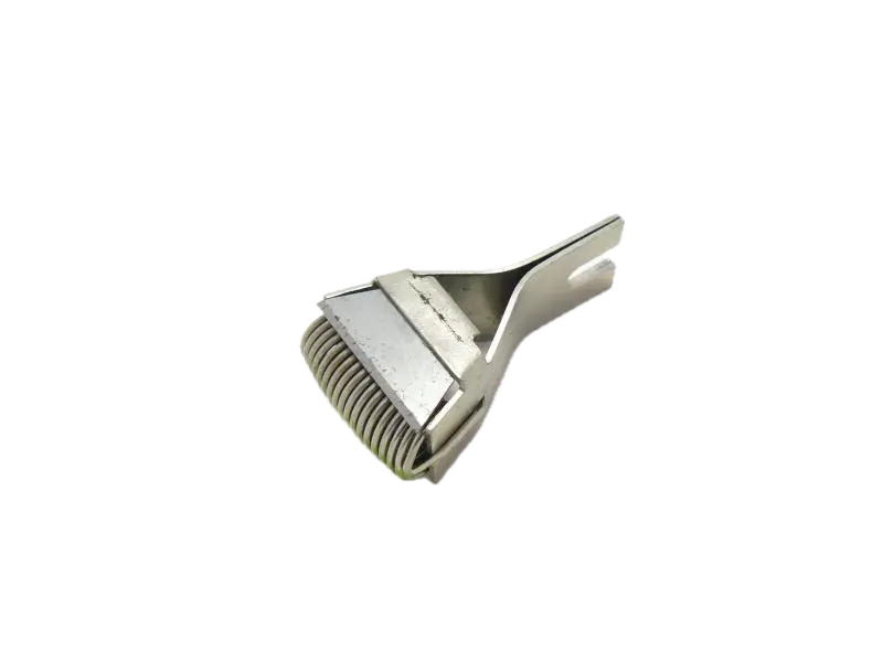 Lamina para cortar linha com mola para segurar a linha