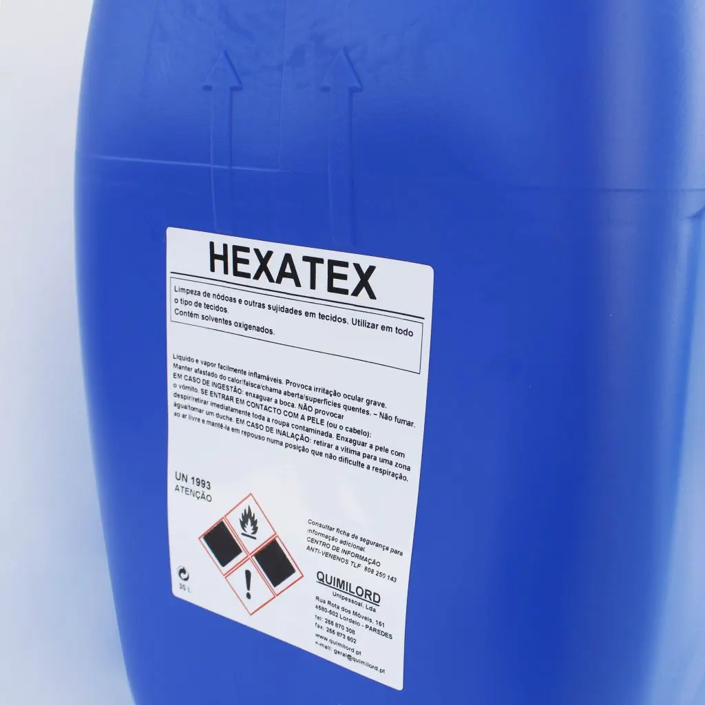 Liquido de limpeza Hexatex UN 1993, Liquido Inflamavel, n.s.a., (Contém Isopropanol), 3, III - 200L