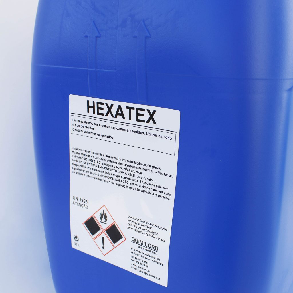 Liquido de limpeza Hexatex UN 1993, Liquido Inflamavel, n.s.a., (Contém Isopropanol), 3, III - 5Litros