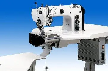 Maquina de costura Durkopp 550-5-5-2 pespontar cintos, com motor tampo e estante