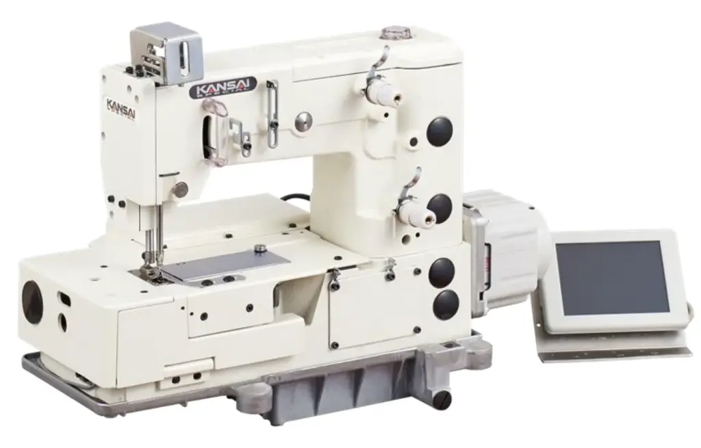 Maquina de costura picoeta Kansai Special MAC200-DD com motor servo e bancada de rodas