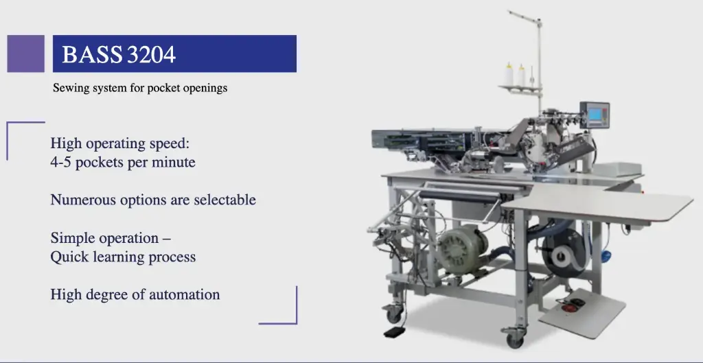 Maquina de meter bolsos   /  Bibos ASS 3204 com cabeça Brother 84520-403, com aspirador mas sem bomba, 5 fotocélulas, troca rápida, bibo  simples e duplo, com ou sem pala e empilhador