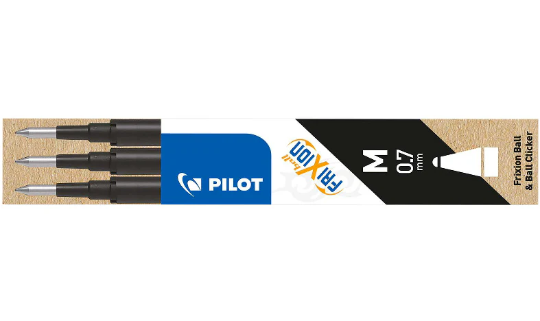 Pack de 3 recargas esfer. clicker Pilot Frixion 0.7mm ( Sai com vapor ) - Preto