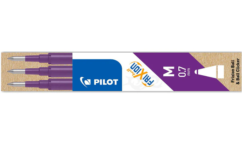 Pack de 3 recargas esfer. clicker Pilot Frixion 0.7mm ( Sai com vapor ) - Violeta