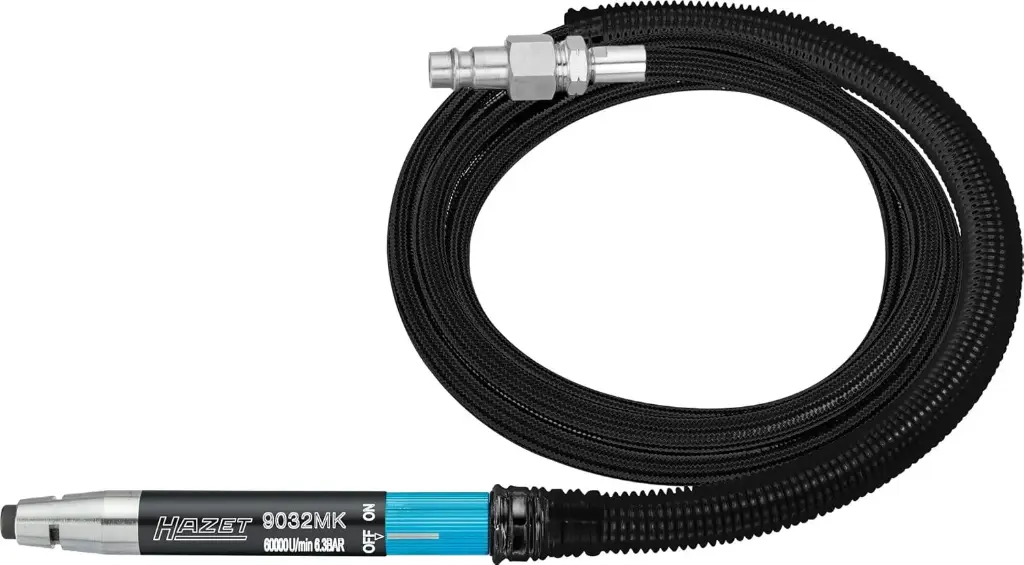 Retificadora Hazet HAZET, Minirebarbadora de barra reta 9032MK, longa vida útil graças às lâminas de Kevlar, comprimento da mangueira de 1500 mm, 60000RPM