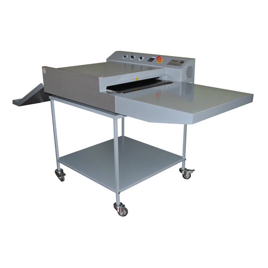 Maquina termocolagem de colar entretela de tapete rotativo de 60cm de largura com mesa de apoio incluída Giemmepi PR60/N 