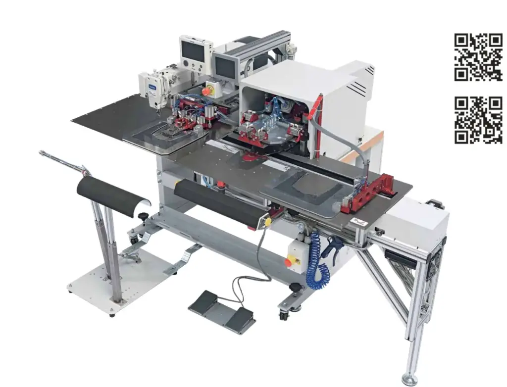Maquina Automatica para vincar e pregar bolsos de chapa , com cabeça de costura Brother BAS 342 Sip-Italy PS342-FG1.V2_C_RD