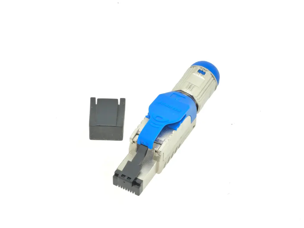 Ficha  Ethernet RJ45 180º metal IP20 Cat 8, OD 7-8,5mm