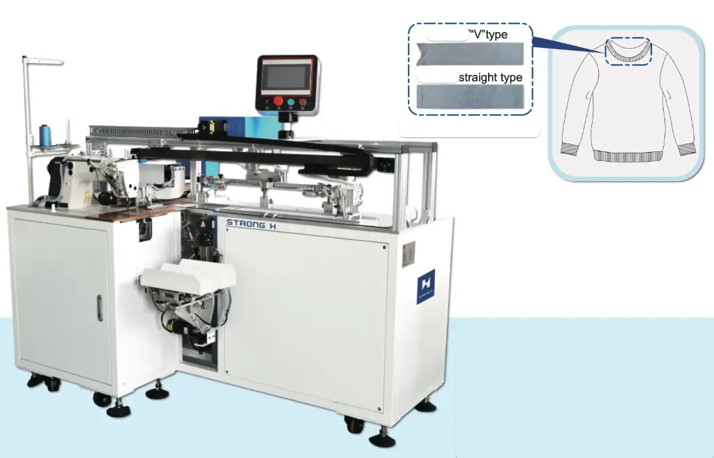 Automatismo para fazer golas de rib em V ou a direito M1-B1 com cabeça de costura Brother S-7300A em automático