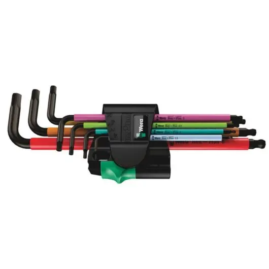 Conjunto de 7 chaves de Umbrako em L 950/7 Hex-Plus Multicolour Magnet, metrica, BlackLaser Wera