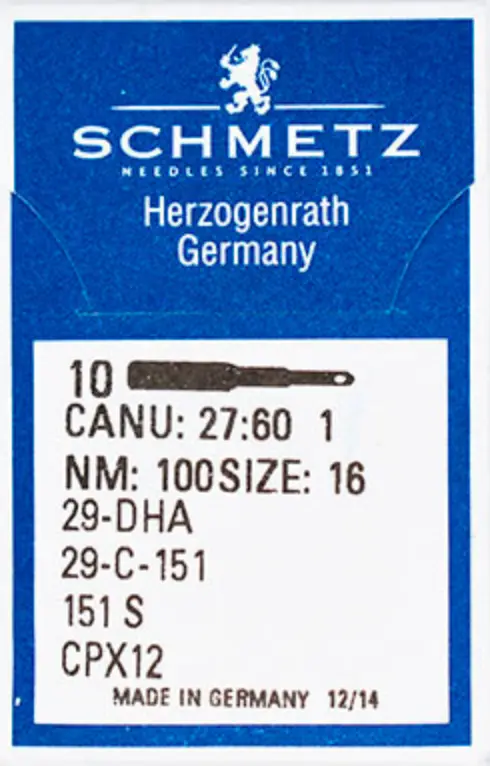 Agulhas Schemtz 29-DHA  /  29-C-151  /  151 S  /  CPX12 - 100 Custom tariff 84523000 Made in DE
