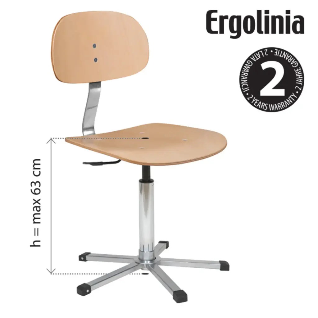 Cadeira a gás com apoio e base em contraplacado Ergolina EV04 (94013000)