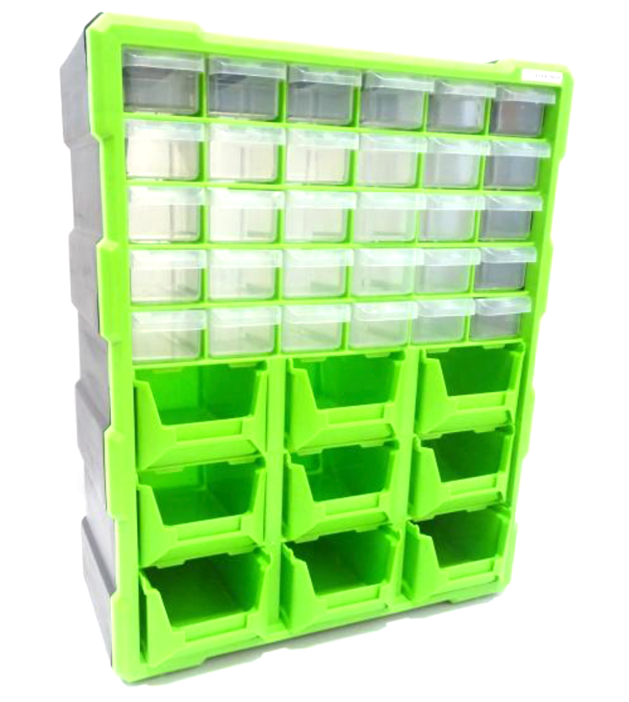 Caixa de arrumação com 39 gavetas com 38x47x16cm
