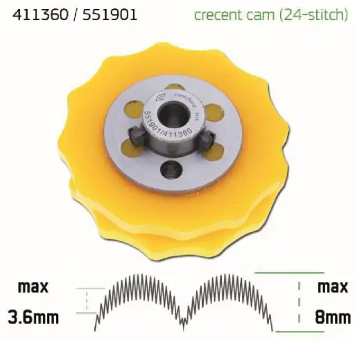 [Ev.551901/411360] Cam de zigzag de 24 pontos 3.6mm - 8mm Singer 457 EverPeak