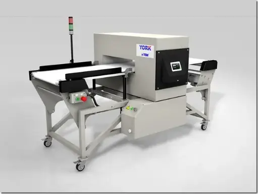 [York.ND-225] Detetor de metais  /  agulhas York modelo ND-225, com abertura 550mm x 125mm com tecnologia Balanced-Coil, Comprimento do transportador 2m, Controle de velocidade do transportador, Velocidade da correia: 15-45 m / min ajustável por software