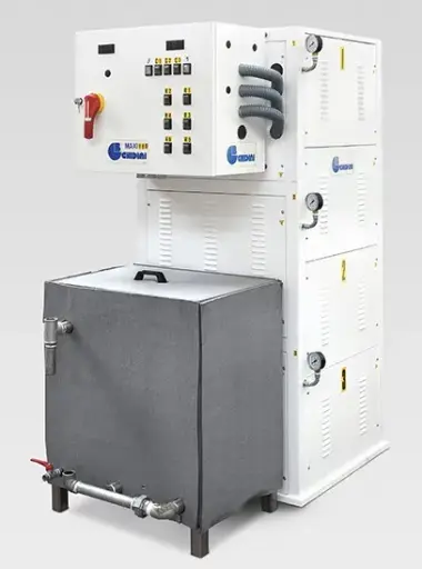 [Ghi.G12A00] Gerador de vapor Ghidini MAXI 180, Gerador de vapor elétrico e automático, produção de vapor disponível de 180 kW, composto por três caldeiras com pressão até 8,5 bars