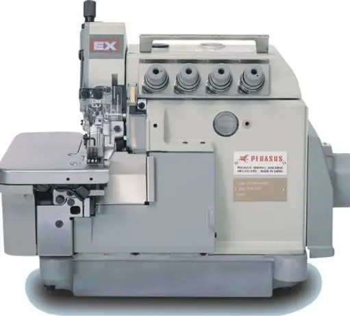 [Peg.Ex5124/Dc1500] Maquina de costura corte e cose Pegasus EX5214 c / EFKA DC1500 AB221 acoplado e bancada nacional
