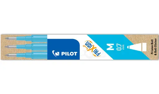 [Pil.FrixAzCla] Pack de 3 recargas esfer. clicker Pilot Frixion 0.7mm ( Sai com vapor ) - Azul Claro