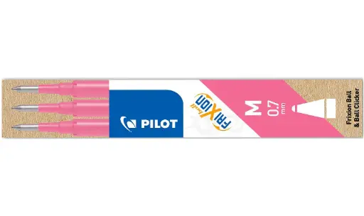 [Pil.FrixRosa] Pack de 3 recargas esfer. clicker Pilot Frixion 0.7mm ( Sai com vapor ) - Rosa