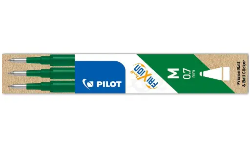 [Pil.FrixVerde] Pack de 3 recargas esfer. clicker Pilot Frixion 0.7mm ( Sai com vapor ) - Verde