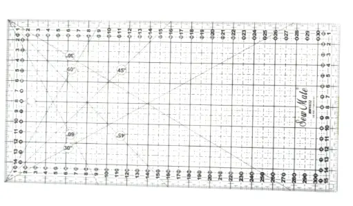 [Str.4065] Regua Quilting, 160x320 mm, escala métrica, preta
