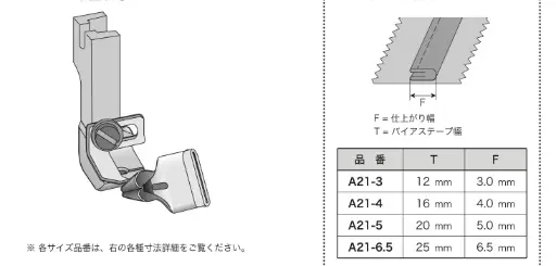 [Suisei.A21-3] Calcador com guia para meter fita de 12mm a virar duas vezes com saida de 3mm Suisei